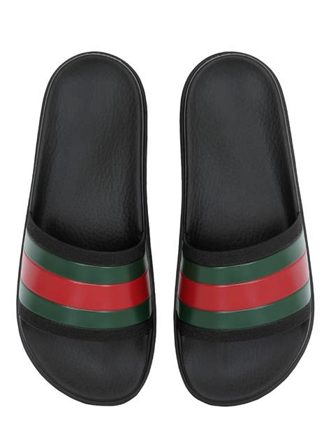 gucci web rubber slide